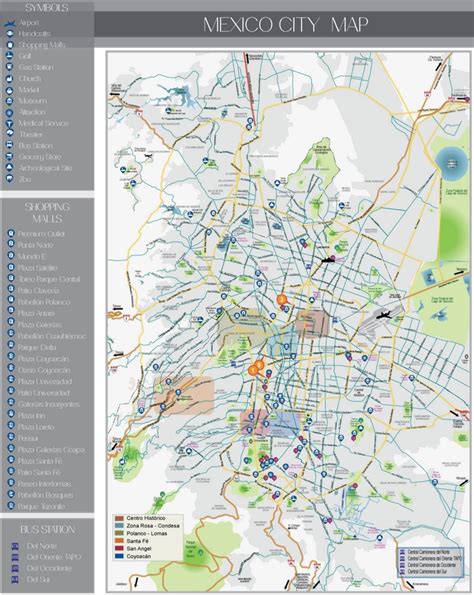 Mexico City tourist attractions map - Ontheworldmap.com