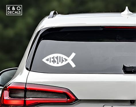 Ichthys Jesus Fish Decal, Ichthys Jesus Fish Sticker, Christian Car Decal, Christian Laptop ...