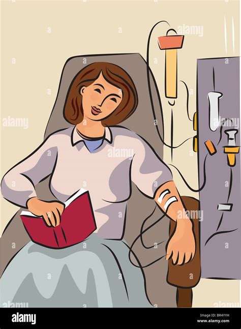 Illustration of a woman hooked up to a kidney dialysis machine Stock Photo - Alamy