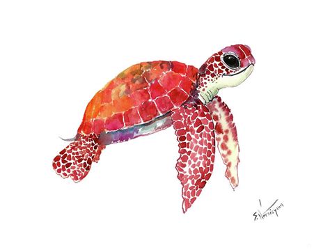 Baby Sea Turtle Children Room Artwork turtle illustration Painting by ...