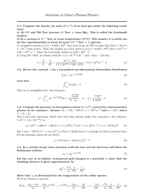 Solution For Plasma Physic PDF | PDF | Gases | Plasma (Physics)