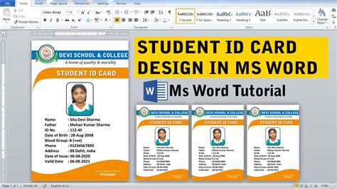 Student Id Card Design In Ms Word - IMAGESEE