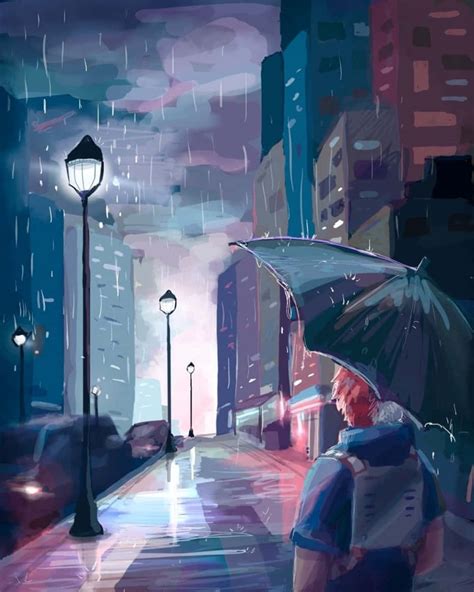 Download Aesthetic Anime City Boy In The Rain Wallpaper | Wallpapers.com