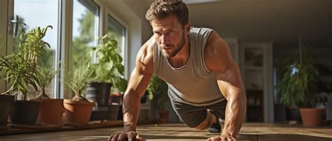 Premium AI Image | Man exercising at home