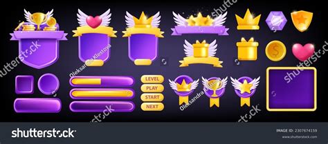 3d Ui Game Asset Set Vector Stock Vector (Royalty Free) 2307674159 ...