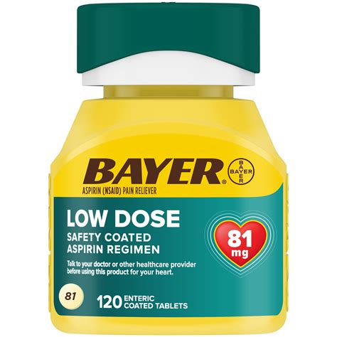 Buy Aspirin Regimen Bayer Low Dose Pain Reliever Enteric Coated Tablets, 81mg, 120 Ct Online at ...