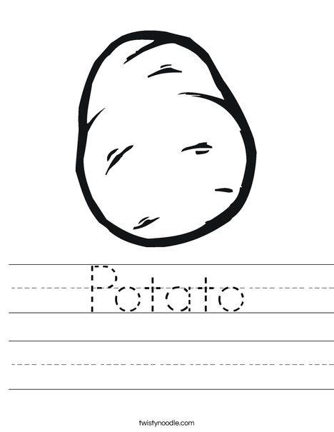 Potato Worksheet - Twisty Noodle | Sight word worksheets, Kindergarden ...