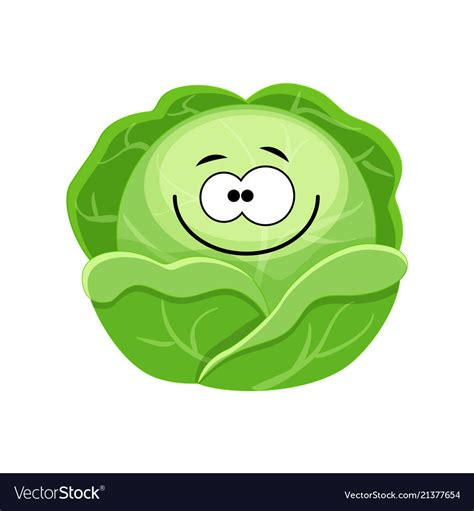 Cute cartoon cabbage character Royalty Free Vector Image