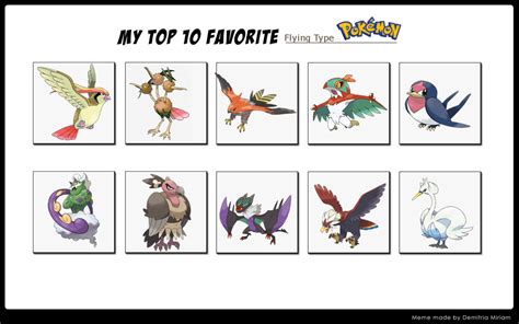 Top 10 Flying Type Pokemon by whosaskin on DeviantArt