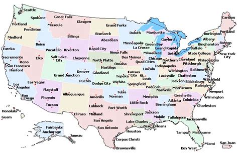 Clean And Large Map of the United States Capital and Cities | WhatsAnswer | Us map with cities ...