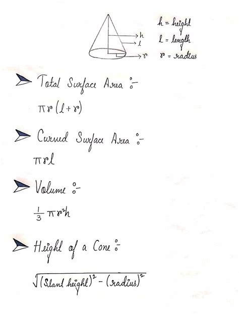 Cone Formula Sheet - ConceptEra