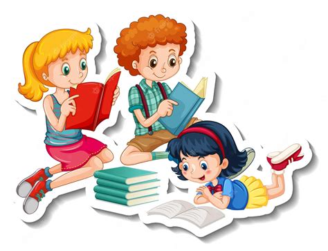 Kids Reading Books Clip Art - Clip Art Library