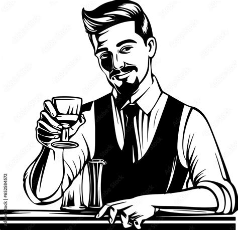 Bartender pose sketch drawing Stock Vector | Adobe Stock