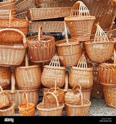 Rattan baskets Stock Photo - Alamy