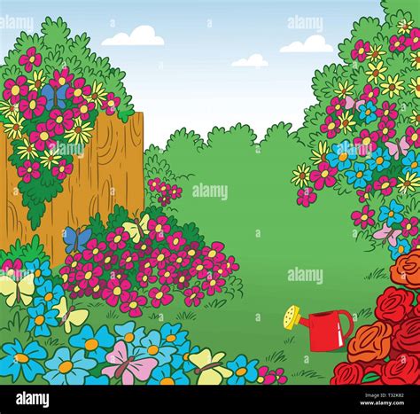 Cartoon of garden flowers hi-res stock photography and images - Alamy