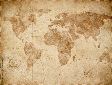 Vintage world map illustration Stock Illustration | Adobe Stock