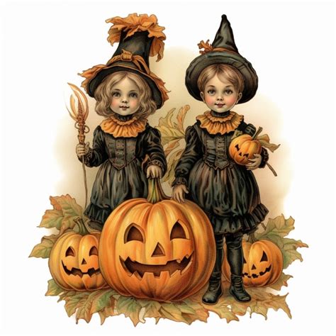 Vintage Halloween Children Art Free Stock Photo - Public Domain Pictures