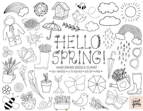 Clipart Spring Flowers Black And White Drawings