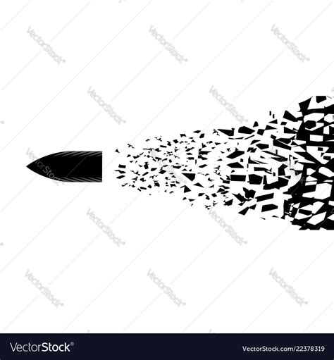 Metal bullet silhouette with particles Royalty Free Vector