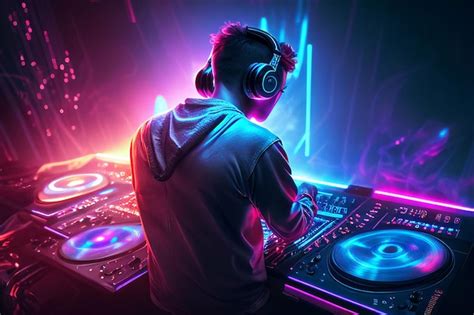 Premium Photo | DJ player audio mixing electronic music in a nightclub ...