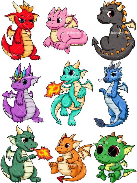 Cute Dragons Cartoon Vector Clipart - FriendlyStock | Cute dragon drawing, Baby dragons drawing ...