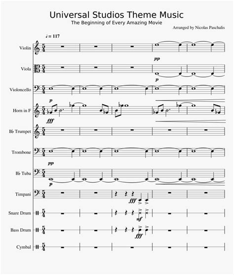 Universal Studios Theme Music Sheet Music Composed - Universal Theme Song Sheet Music, HD Png ...