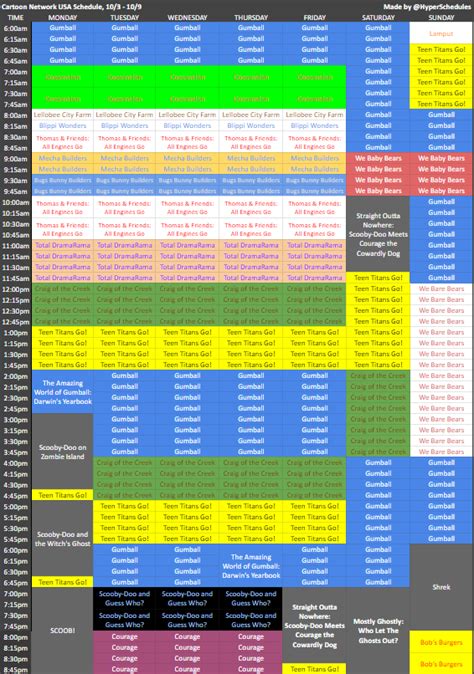 HyperSchedules on Twitter: "Cartoon Network USA Schedule for 10/3 - 10/9, 2022 EST, Subject to ...