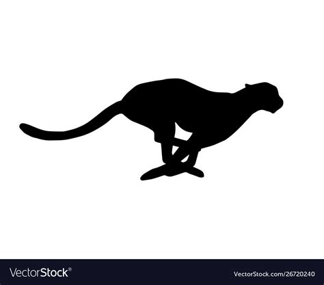 Black flat silhouette running cheetah Royalty Free Vector