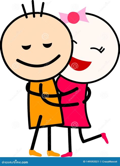 A Cute Cartoon Love Couple Hugging Each Other. | CartoonDealer.com #149592021