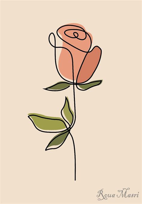 Rose Line Art, Line Art Flowers, Flower Line Drawings, Line Flower ...