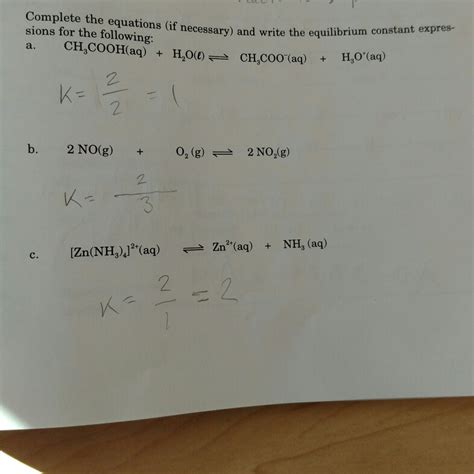 Solved how do you find the equilibrium constant expressions | Chegg.com