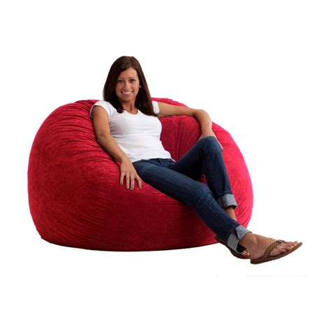 Big Joe Large Fuf Foam Filled Bean Bag Chair, Comfort Suede, Sierra Red ...