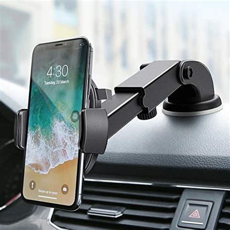 FLOVEME Car Phone Mount Holder-Windshield Dashboard Cell Phone Holder for Car One Touch Lock ...