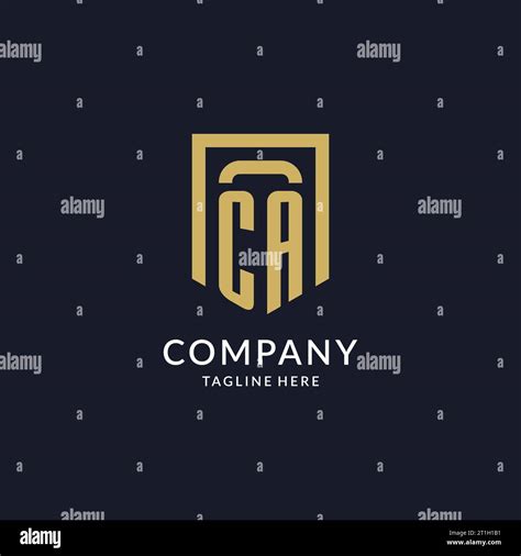 CA logo initial with geometric shield shape design style vector graphic ...