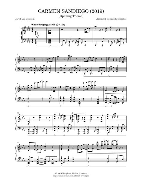 Theme Song - Carmen Sandiego (2019) Sheet music for Piano (Solo) | Musescore.com