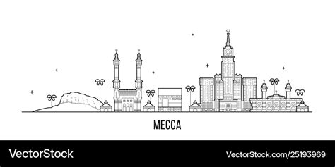 Mecca makkah skyline saudi arabia big city Vector Image