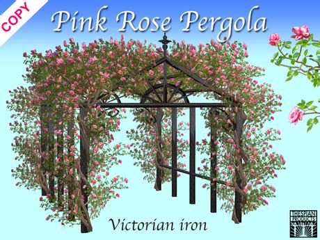 Second Life Marketplace - Victorian Pergola with Pink Rose Vine - Thespian Products