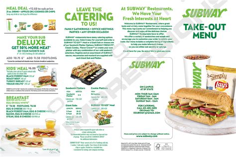 Printable Subway Menu With Prices