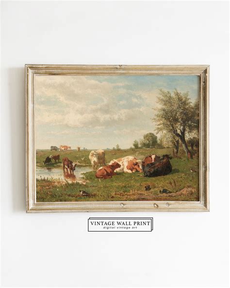 Cow Painting Antique Cow Print Vintage Cow Print Oil - Etsy