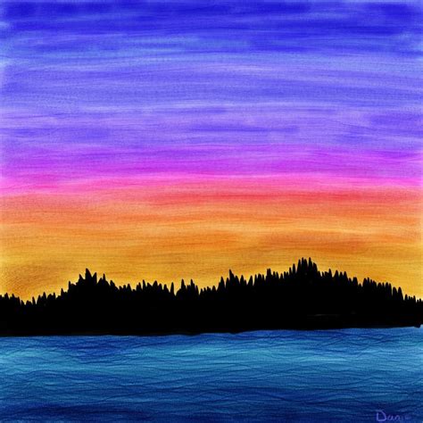 Sunset Beginner Simple Easy Landscape Painting - img-gimcrackery