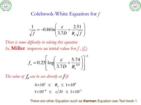 Colebrook White Equation - Tessshebaylo