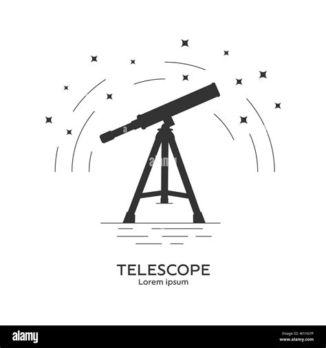 Silhouette icon of telescope. Telescope logo. Space exploration and adventure symbol. Concept of ...