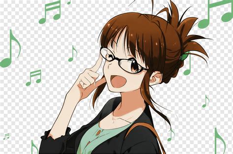 Anime Brown hair Mikoto Misaka The Idolmaster, girl glasses, brown, black Hair, human png | PNGWing