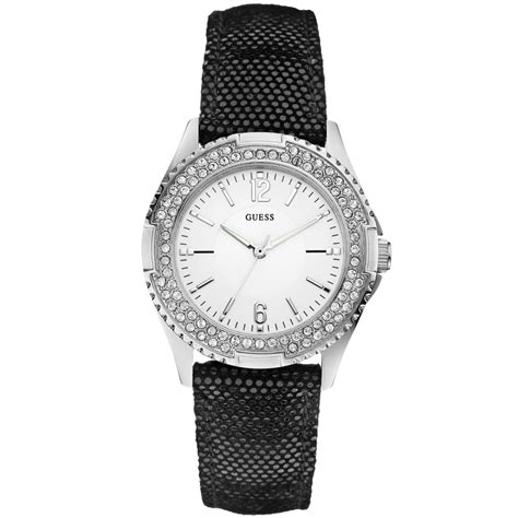 Lyst - Guess Womens Black Glitter Leather Strap Watch 38mm in Black