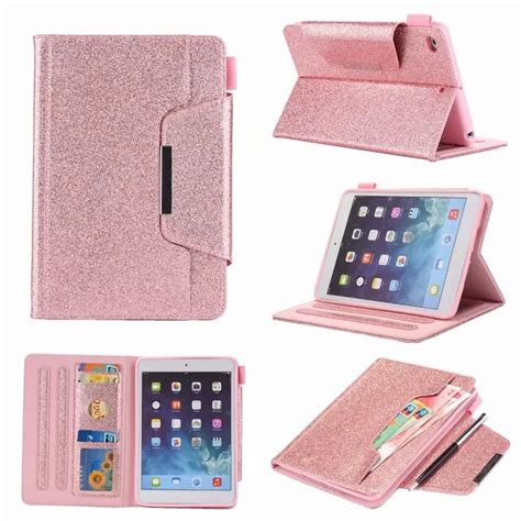 For iPad Mini 5 Case Glitter Bling Rose Gold PU Leather For iPad Mini 1 ...