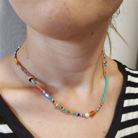 Colorful bead necklace / necklace beaded colors / multicolor | Etsy