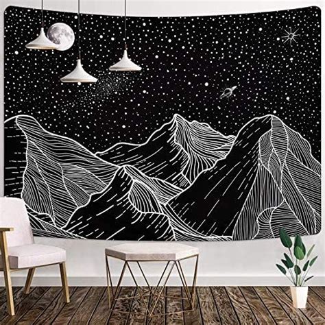 Sevenstars Mountain Tapestry Moon Star Tapestry Starry Night Sky ...