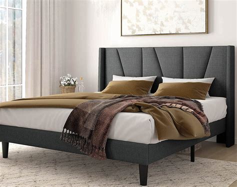 Upholstered Bed Frame Queen Platform - Hanaposy