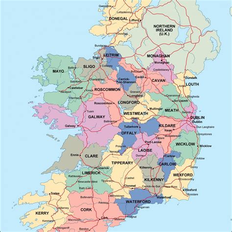 Map Of Ireland Counties And Cities