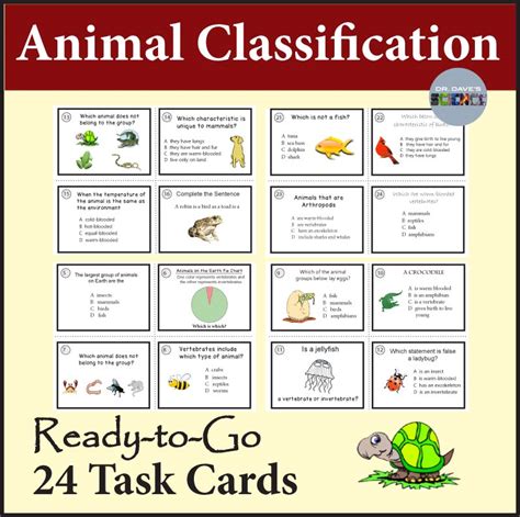 Animal Classification Invertebrates and Vertebrates Task Cards | Made By Teachers